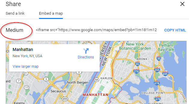 google map size