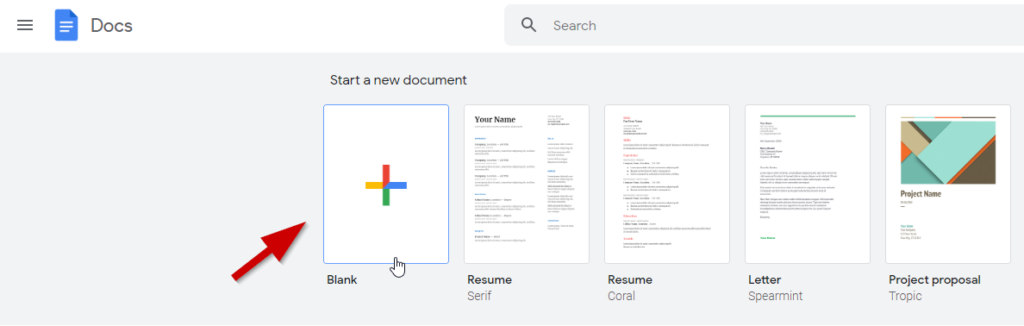 Google Docs New Document