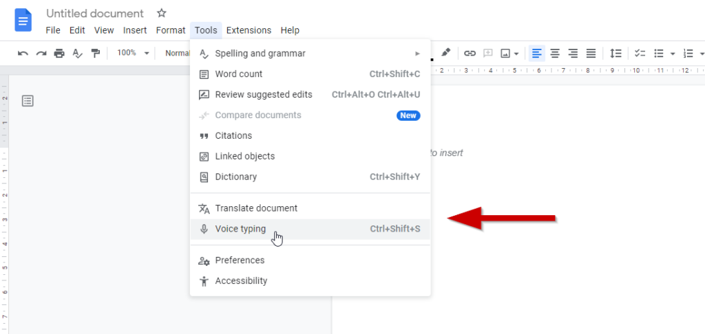 Voice Typing Google Docs