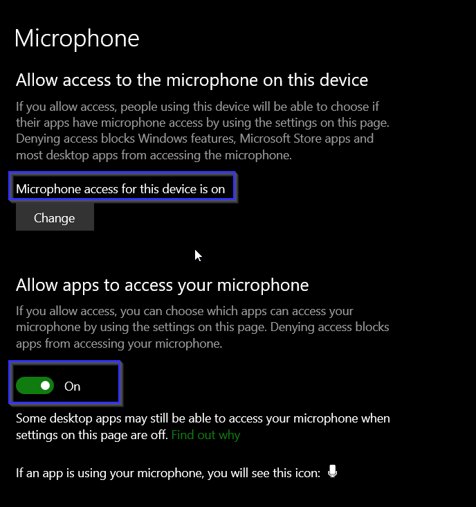 microphone settings checking