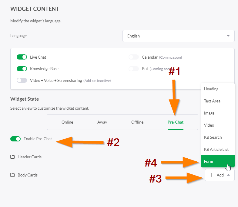 Enable form in tawk.to