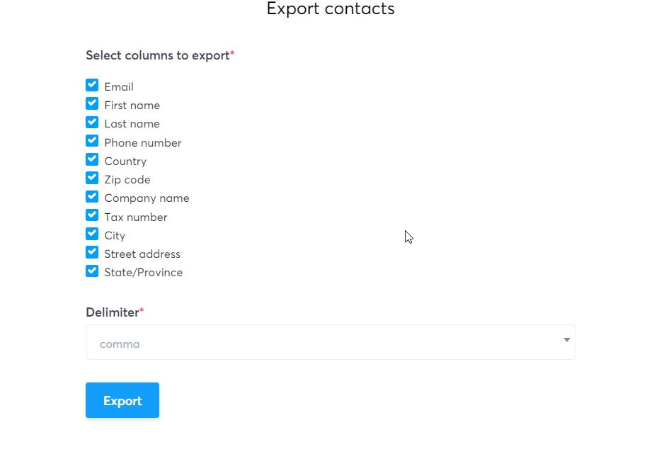 select export columns
